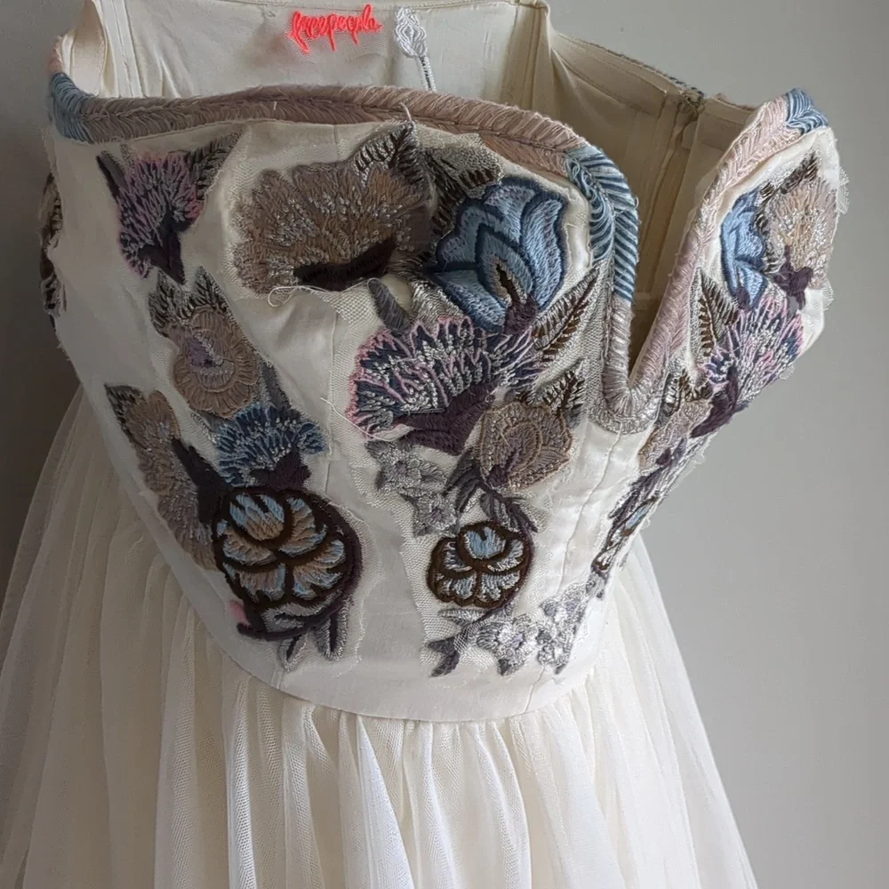 Free People Festival Bodice Tulle Sequin Embellished Mini Dress 2 - Picture 5 of 15